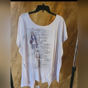 Lane Bryant white top Size 22/24 made with slit up the back of top